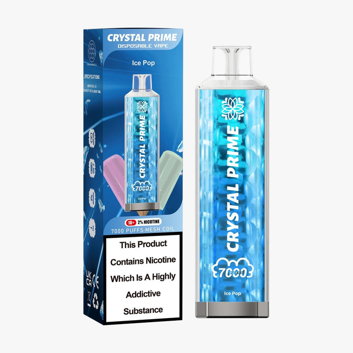 Crystal Prime 7000 Disposable Vape Puff Device Box of 10 - Ice Pop (New) -Vapeuksupplier