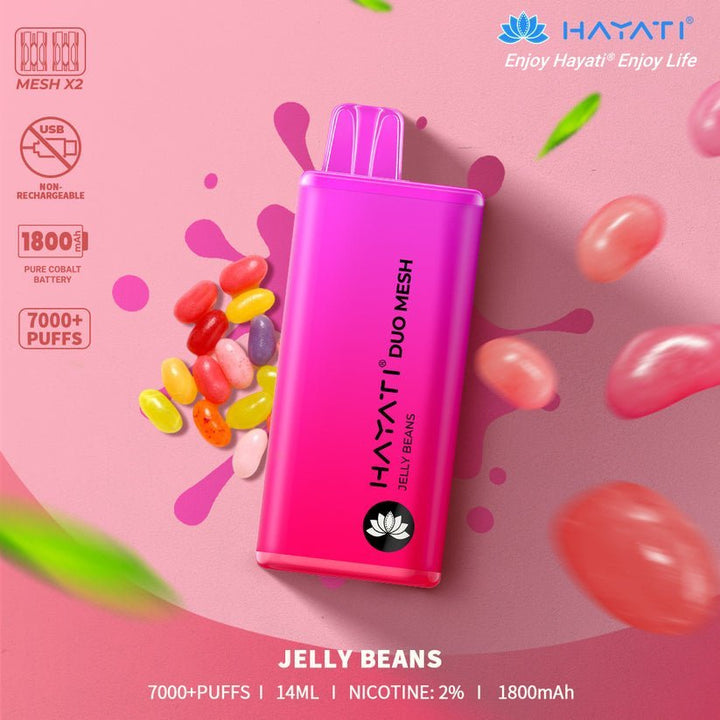 Hayati Duo Mesh 7000 Disposable Vape Puff Bar Pod Box of 10 - Jelly Beans -Vapeuksupplier