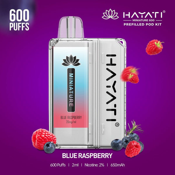 Hayati Miniature 600 Prefilled Pod Kit - Box of 5 - Blue Raspberry -Vapeuksupplier
