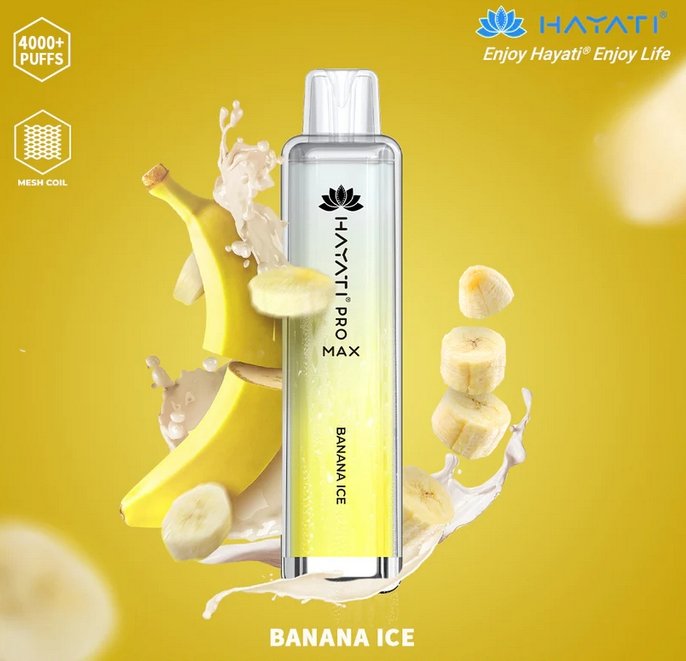 Hayati Pro Max 4000 Disposable Vape Puff Bar Box of 10 - Banana Ice -Vapeuksupplier