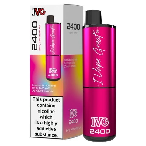 IVG 2400 Disposable Vape Pod Puff Bar Box of 10 - Berry Lemonade Ice -Vapeuksupplier