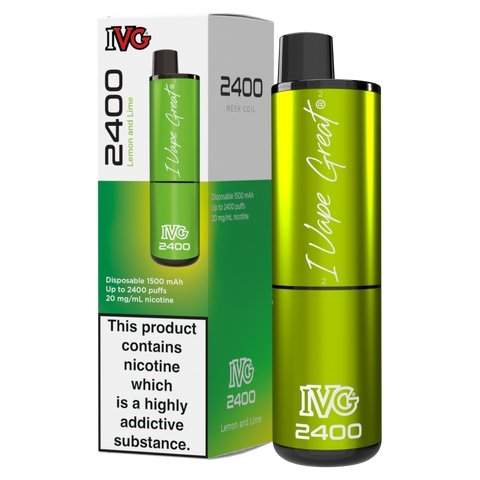 IVG 2400 Disposable Vape Pod Puff Bar Box of 10 - Lemon & Lime -Vapeuksupplier