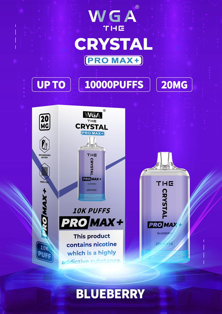 The Crystal Pro Max + 10000 Disposable Vape Pod Box of 10 - Blueberry -Vapeuksupplier