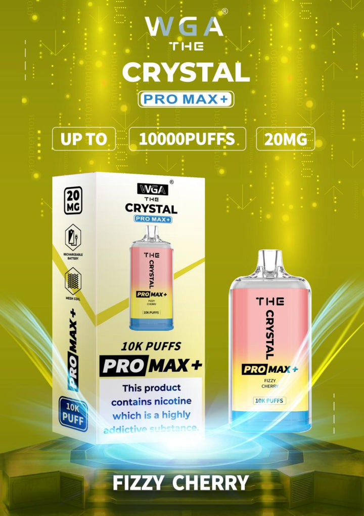 The Crystal Pro Max + 10000 Disposable Vape Pod Box of 10 - Fizzy Cherry -Vapeuksupplier