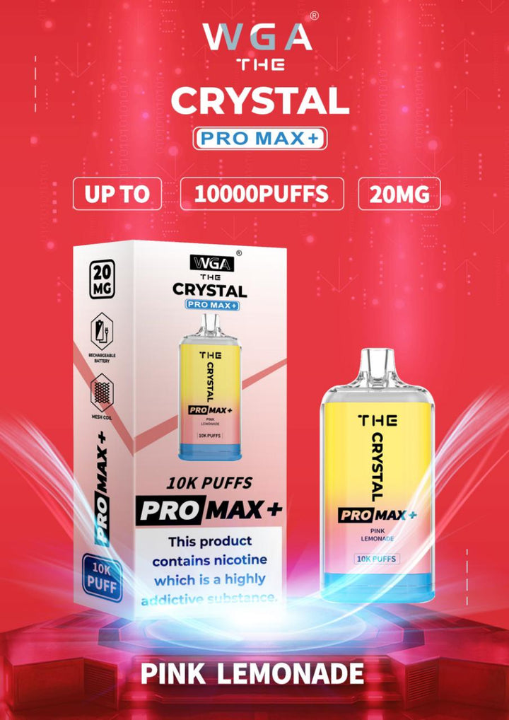 The Crystal Pro Max + 10000 Disposable Vape Pod Box of 10 - Pink Lemonade -Vapeuksupplier