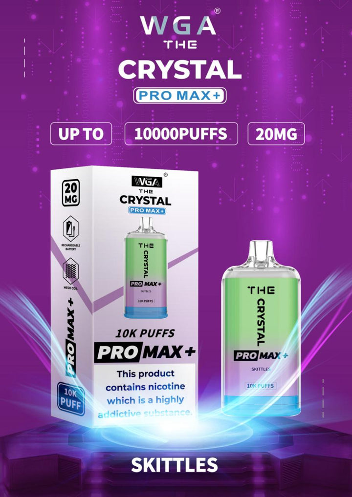 The Crystal Pro Max + 10000 Disposable Vape Pod Box of 10 - Skittes -Vapeuksupplier
