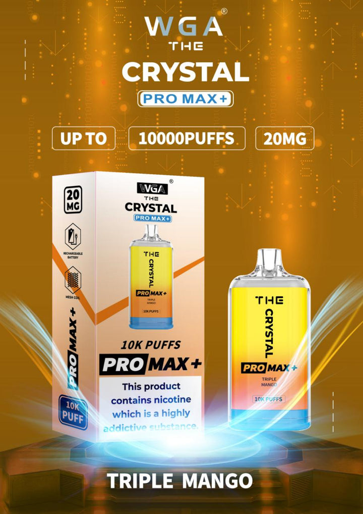 The Crystal Pro Max + 10000 Disposable Vape Pod Box of 10 - Triple Mango -Vapeuksupplier