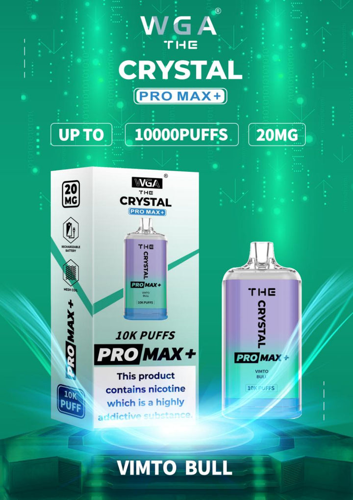 The Crystal Pro Max + 10000 Disposable Vape Pod Box of 10 - VMT Bull -Vapeuksupplier